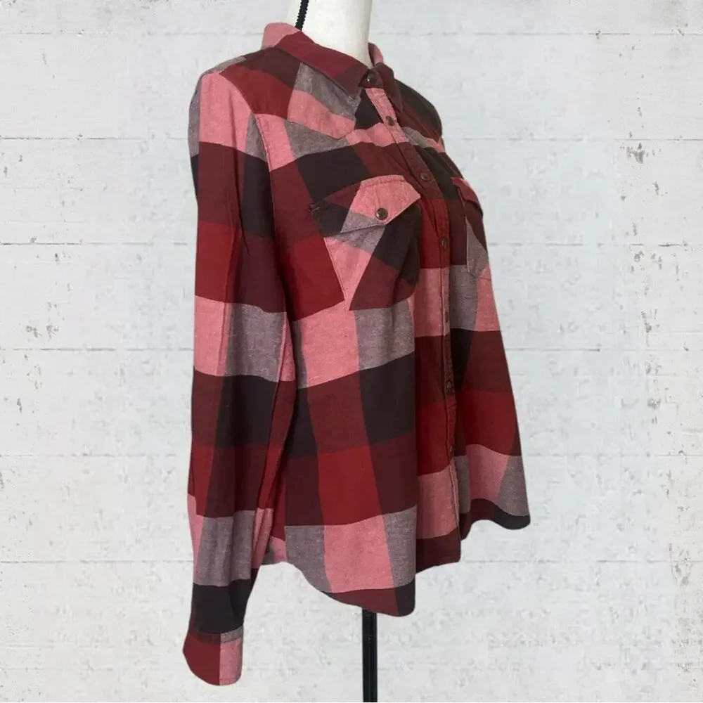 Shyanne Women’s Western Flannel Check Pearl Snap Long Sleeve Shirt Size XL